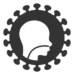 Human flu virus vector icon. Flat Human flu virus symbol is isolated on a white background.