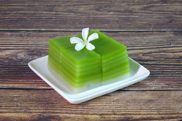 Thai dessert : Steamed Layer sweet cake (or Khanom Chan) Thai traditional dessert (Green Pandan...
