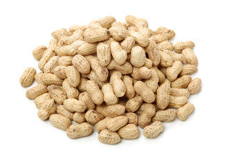 Peanuts on a white background