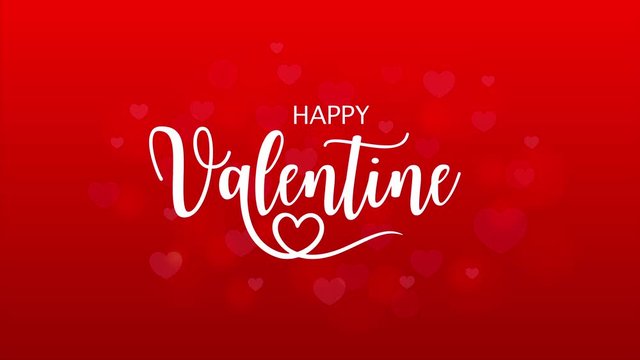 Animated Valentine Day text with motion romantic heart on Valentine day shiny background. Luxury and elegant dynamic style template for holiday.