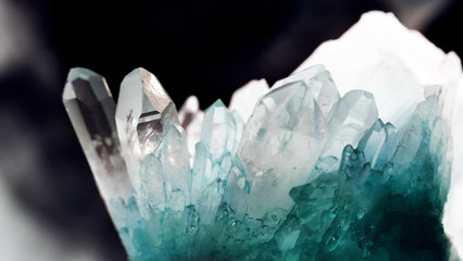 Texture of gemstone cluster closeup as a part of geode filled with rock blue Dumortierite Quartz...