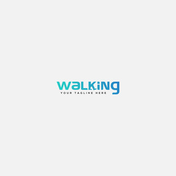 walking logo design, simple lettering walking, walk logo design