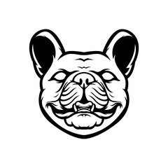 french bulldog mascot logo. black and white bulldog illustration