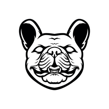 french bulldog mascot logo. black and white bulldog illustration