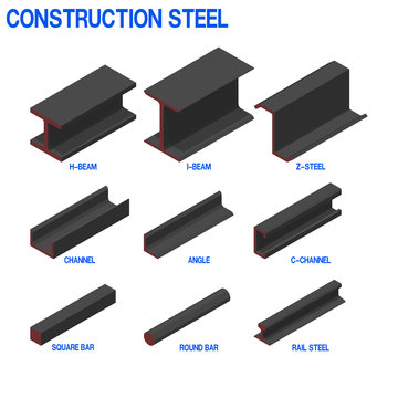 Set Of Isometric Construction Steel On White Background.