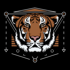 bengal tiger scared geometry t-shirt design