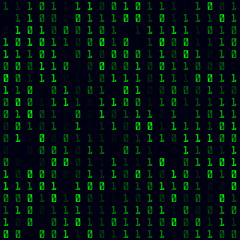 Digital background. Green filled binary seamless pattern. Astonishing background. Appealing vector illustration.