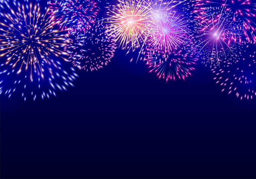 Colorful vector firework on dark blue background