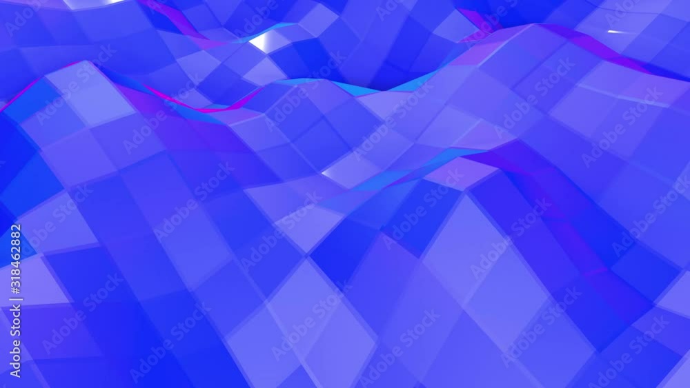 Poster the blue low poly plane is slowly deformed. animated abstraction screensaver. 3d render