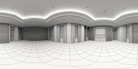 spherical panorama of the interior, 3D illustration