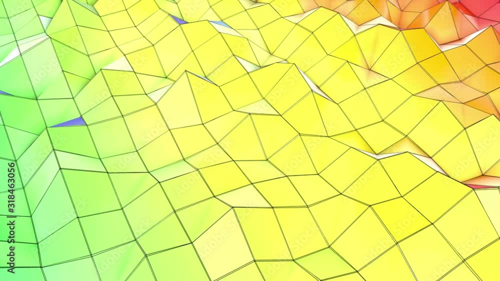 Poster orange-red low poly plane is slowly deformed. animated abstraction screensaver. 3d render