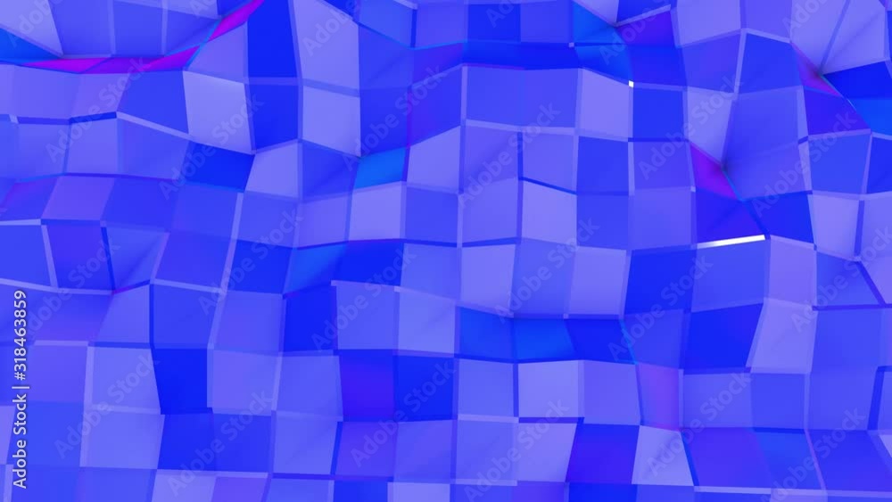 Poster the blue low poly plane is slowly deformed. animated abstraction screensaver. 3d render