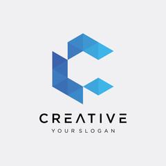 abstract letter C with digital technology concept. symbol for technology digital. - vector