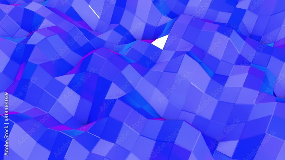 Poster the blue low poly plane is slowly deformed. animated abstraction screensaver. 3d render