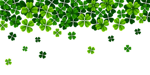 Saint Patrick's day background with clover leaves isolated on white background