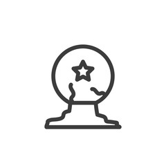 silhouette of witch crystal ball on white background