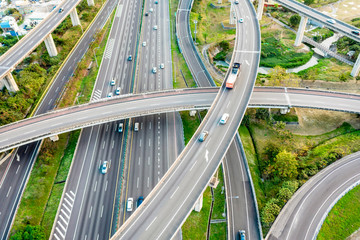 Aerial view of Highway transportation system highway interchange at kaohsiung. Taiwan.