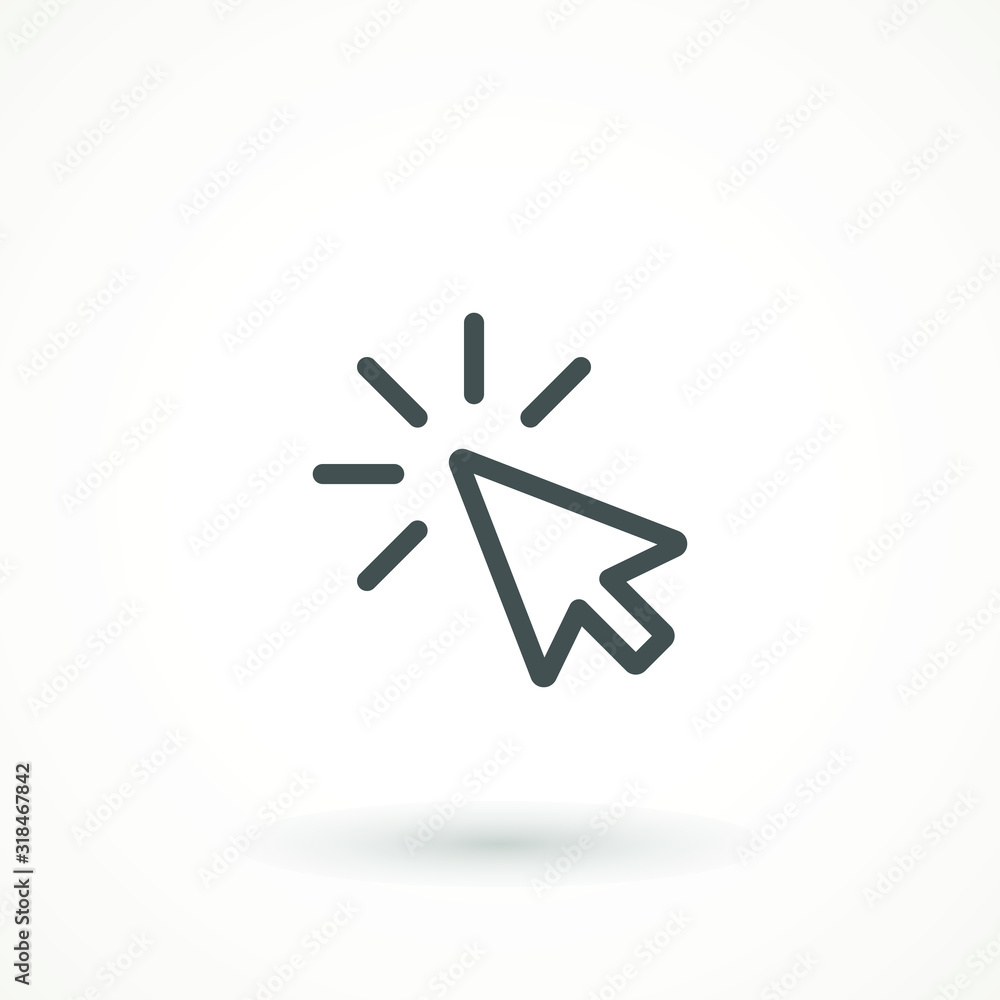 Poster pointer arrow line outline icon mouse arrow icon, computer mouse vector click