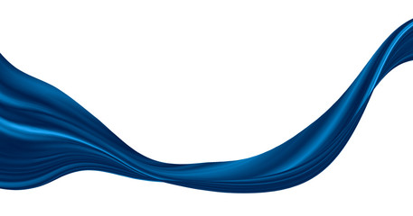 Abstract blue flying cloth isolated on white background with copy space