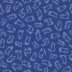 Cute and simple cat seamless pattern,