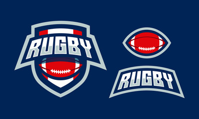 Rugby mascot logo design for sport or e-sport logo isolated on dark background