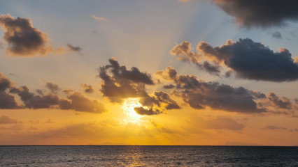 Calm water in twilight sunset time