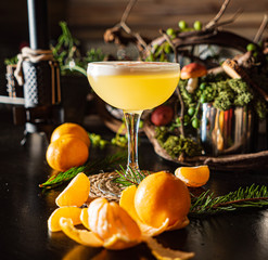 Christmas mandarin mocktail in the bar
