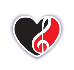  heart and treble clef love of music emblem