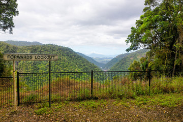 Forwards Lookout and scenic view on the Kuranda Scenic Railway in Tropical North Queensland, Australia