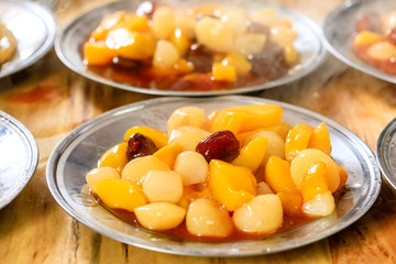 Slices of delicious fruit on the plate.