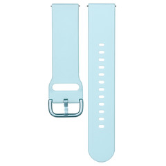 Light blue silicone strap for sports watches and smart gadgets. One-color solid bracelet isolated on white background