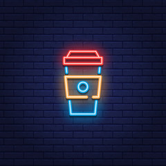 Neon Coffee Cup Icon Sign