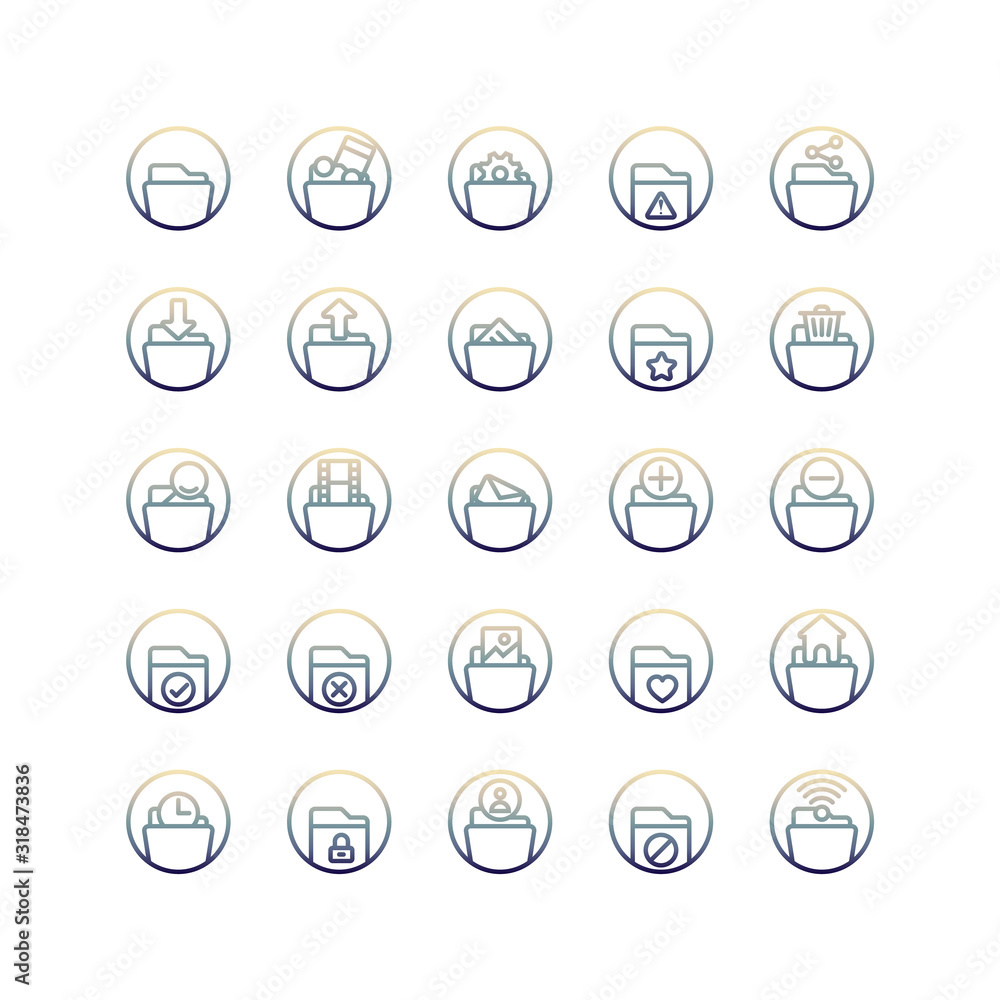 Poster folder gradient icon set. vector and illustration.