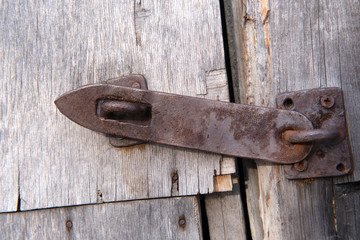 old wooden door handle lock