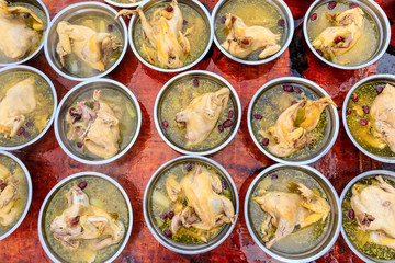 Delicious boiled chicken,Chinese food,top view.