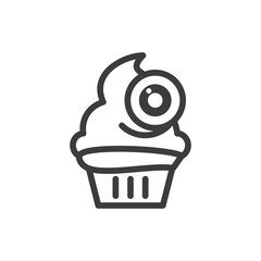 silhouette of delicious cupcake with halloween decoration