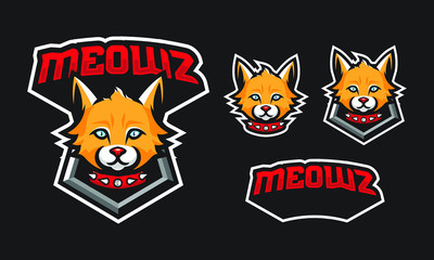 Cat mascot logo design for sport/ e-sport logo design isolated on dark background