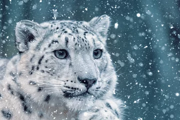 Door stickers Leopard one of most beautiful big cat, snow leopard - Irbis, Uncia uncia