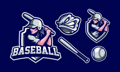 Baseball mascot logo design for sport/ e-sport logo design isolated on dark background