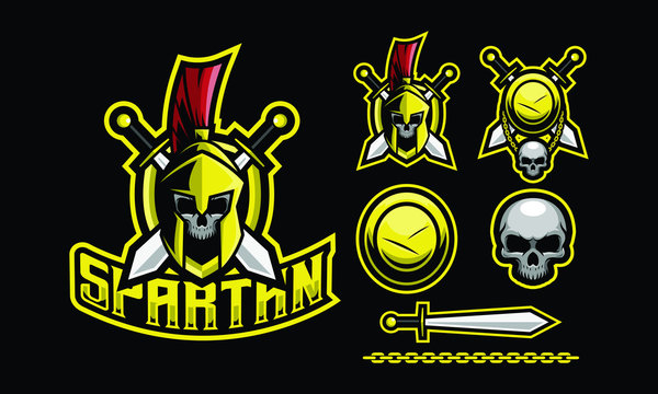 Skull spartan mascot logo design for sport/ e-sport logo design isolated on dark background