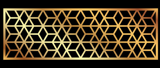 Cutout silhouette panel with ornamental geometric arabic pattern. Template for printing, laser cutting stencil, engraving. Vector illustration.