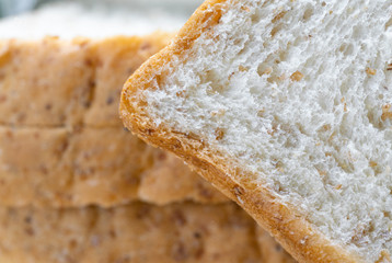Close up of sliced whole wheat bread