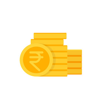 indian rupee icon with coins