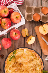 Apple tart with sugar cinnamon topping.	