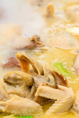 Delicious boiled chicken in the pot.Chinese food.