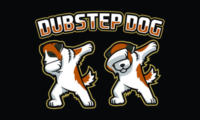 Dubstep dog mascot logo design with extra design fit for sport of e-sport logo isolated on dark background