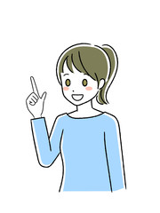 指さしする女性