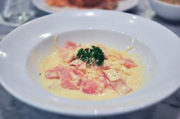 Spaghetti Cabana on white plate