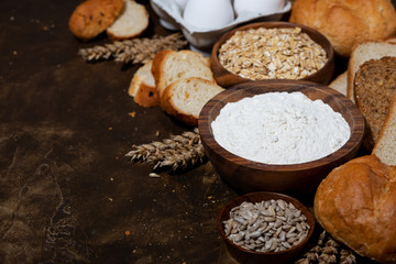 assortment of baked goods and fresh bread