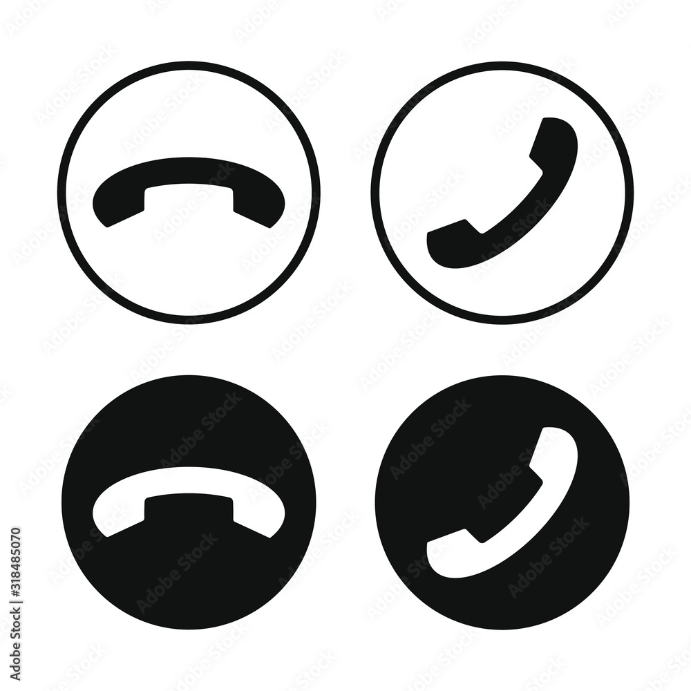Poster phone icon set. call application symbol. flat interface buttons. simple shape telephone sign. isolat